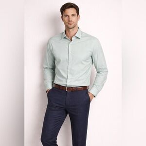 Eton Men’s Green Button-Down Dress Shirt SZ 39/15.5 Complementary Luxury Cotton